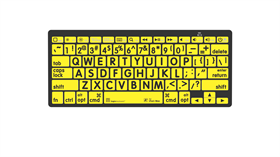 Large Print - Black on Yellow<br>Mini Bluetooth Keyboard - Mac<br>